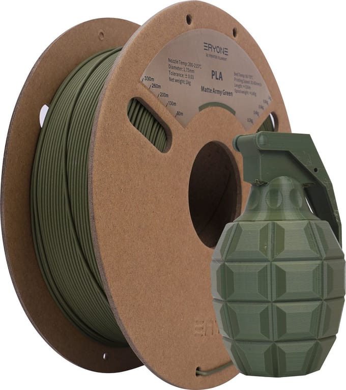 Eryone - Army Green - PLA Filament - 1.75mm 1kg - Voor 3D Printer en 3D Pen - Legergroen