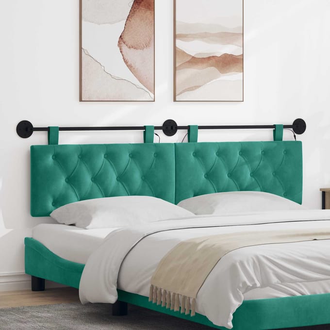 vidaXL - Hangend - hoofdbord - Turquoise - Fluweel