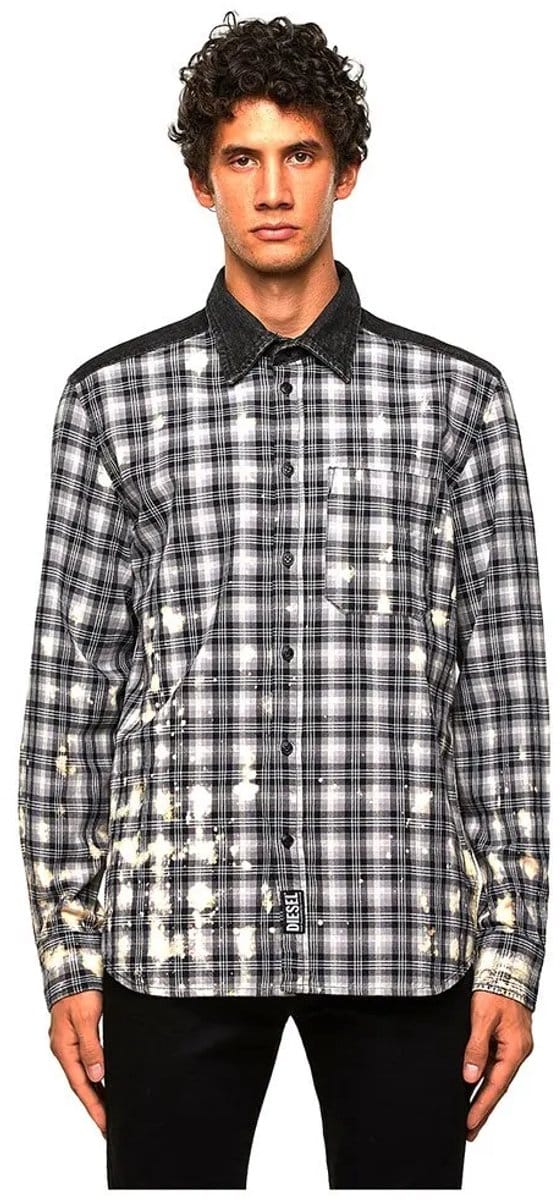 Diesel Moon Check Overhemd Met Lange Mouwen Grijs 2XL Man