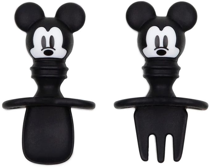 Bumkins - Chewtensils Siliconen Baby Bestekset – Lepel en Vork Oefenbestek – Vanaf 6 Maanden - Disney Mickey Mouse