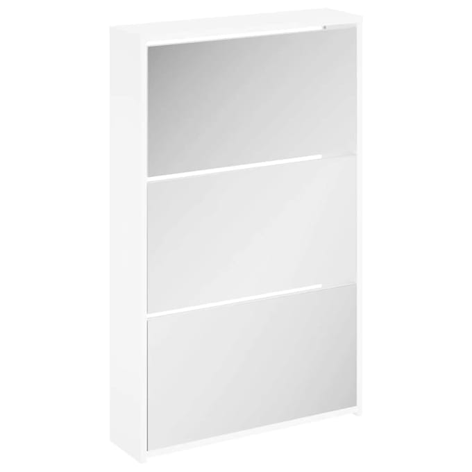 vidaXL - Schoenenkast - drielaags - met - spiegel - 63x17x102,5 - cm - wit