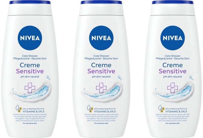 NIVEA Douche - Crème Sensitive - Voordeelverpakking 3 x 250 ml