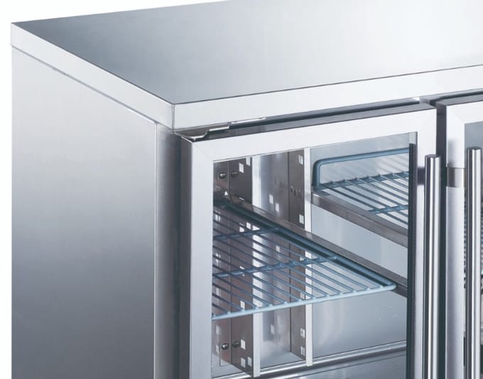 Koelwerkbank - 282 L - 136 cm - 2 Glazen Deuren