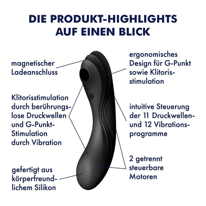 Satisfyer, drukgolfvibrator, Curvy Trinity 4, 17 cm, 3 motoren, veelzijdig, drukgolven en trillingen