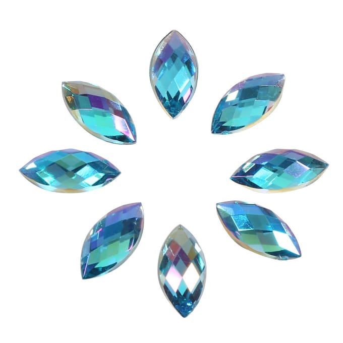 Kleurrijke Acryl Strass Steentjes in Paardenoogvorm Platte Achterkant Kunst Accessoires(Lichtblauw)
