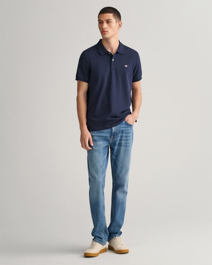 Gant Shield Piqué Poloshirt Donkerblauw (navy) - Maat S - Heren