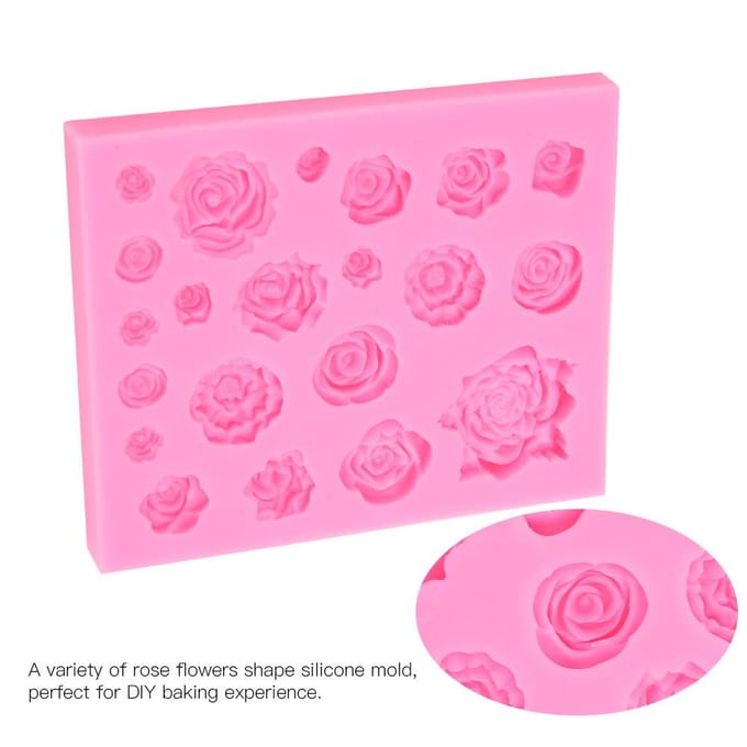 Siliconen Mal Roos Vorm DIY Chocolade Fondant Klei Mal Decoratie Knutsel pink