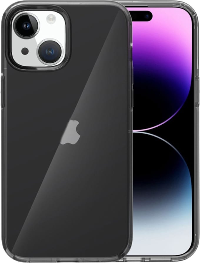 Transparant Hard-Cover Bescherm-Hoes + Screenprotector geschikt voor iPhone 15 - Grijs