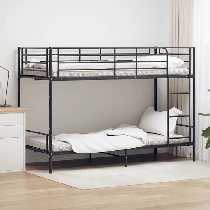 vidaXL - Stapelbed - metaal - zwart - 90x200 - cm
