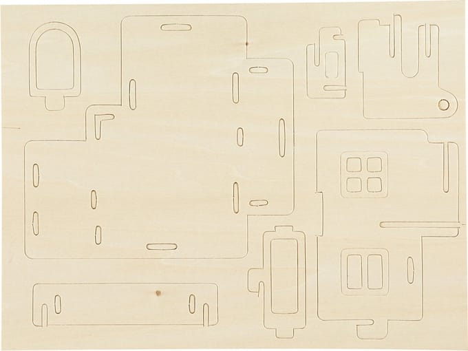 3D Houten Constructie Set, Huis met balkon, afm 15,8x17,5x19,5, 1 stuk