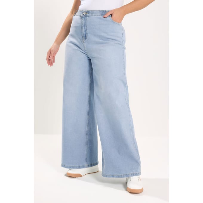 Yours Lichtblauwe Slouchy Jeans Met Wijde Pijpen Size Regular > 46