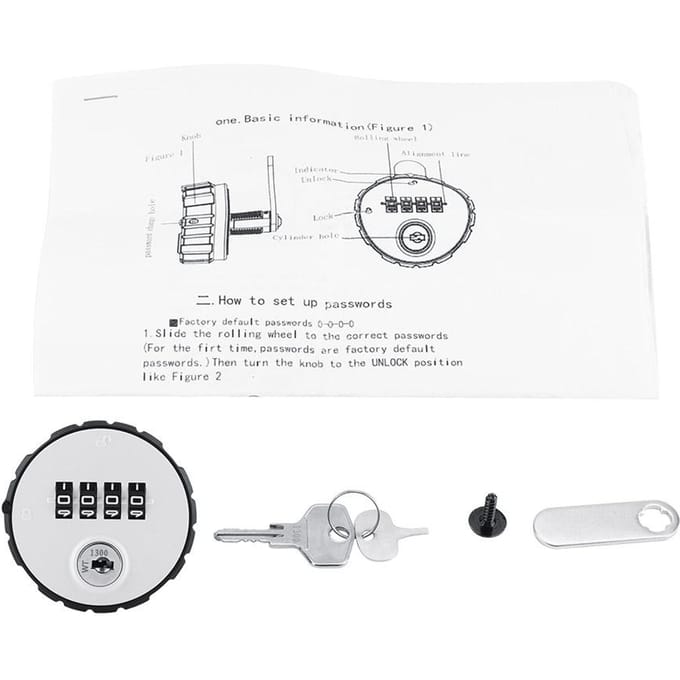 Digitale Zinklegering Code Combinatie Cam Kast Handig Wachtwoord Kluis Slot met Sleutels 20mm white