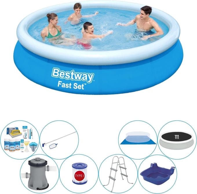 Fast Set Rond 366x76 cm - Deluxe Zwembad Deal