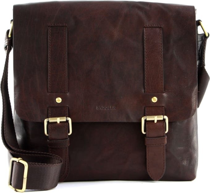 SADDLER Leren Schoudertas Carter Messenger Bag Dark Brown Bruine