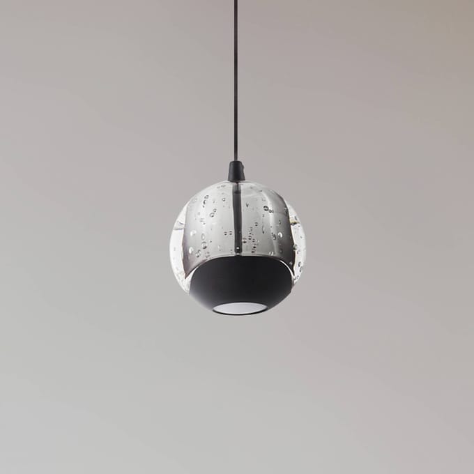 Lucande LED hanglamp Hayley, zwart, 1-lamp, glas