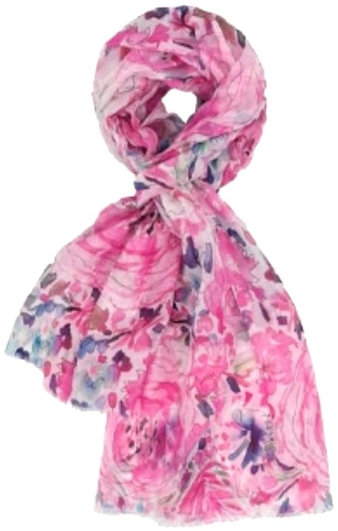 Dunne Sjaal - Print - (21254#) - Roze/Ecru