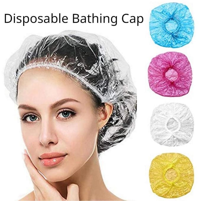 100 pièces/ensemble bonnet de douche jetable accessoires de sauna bonnets de cheveux jetables imperméables transparents produits de salle de bain maison jaune