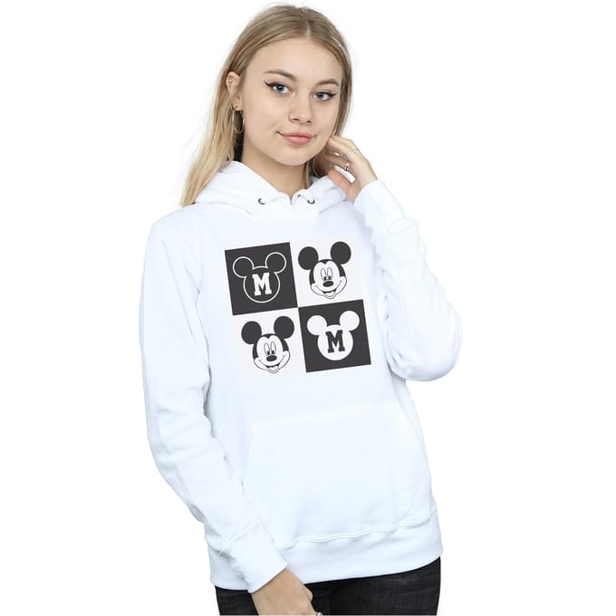 Disney Dames/Dames Mickey Mouse Smiling Squares Hoodie (Wit)