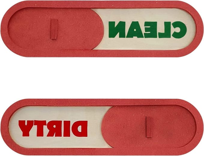 Magneet Vaatwasser - Indicator Bordje - Aangeven Status - Houten Schuifindicator - 11 cm - Rood