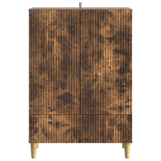 vidaXL - Dressoir - met - lade - Gerookt - eiken - 66 - x - 34,5 - x - 95 - cm - Bewerkt - hout