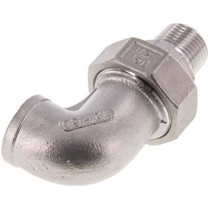 90° L-Koppeling Aansluiting 1/2'' Buitendraad R X Binnendraad Rp RVS Conische Afdichting 16bar