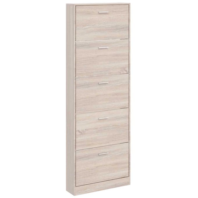 vidaXL - Schoenenkast - hout - met - 5 - opbergvakken - eiken-look