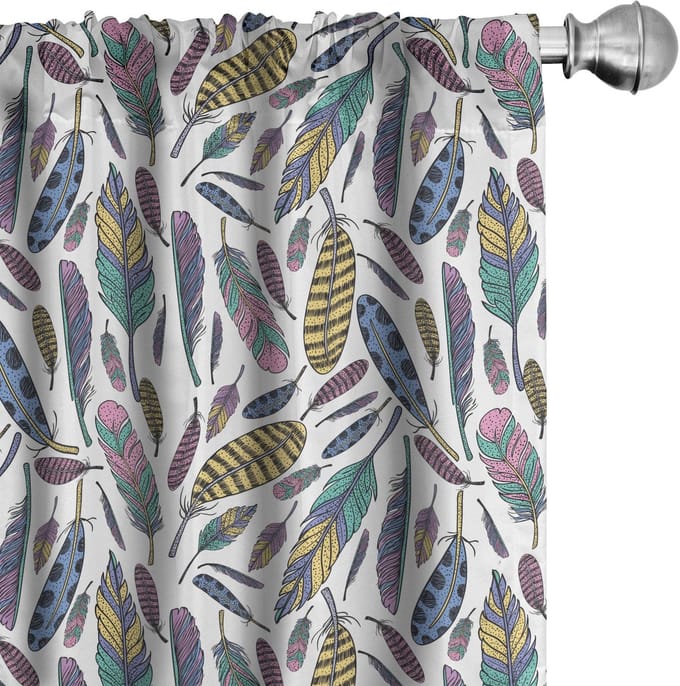 ABAKUHAUS Boho Gordijnen – 2x75x175 cm – microvezel – veelkleurig