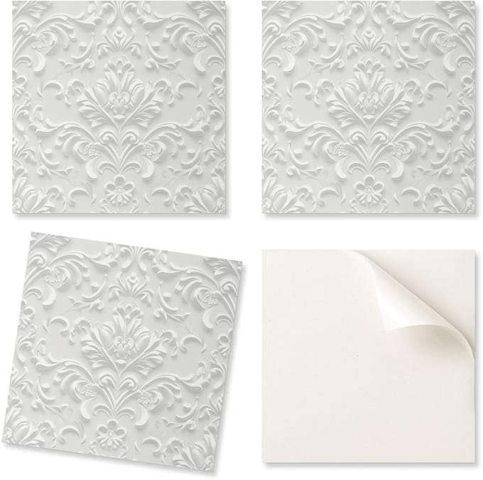 Decoratieve vinyl wandtegels met elegant reliëfpatroon, 4x50x50 cm