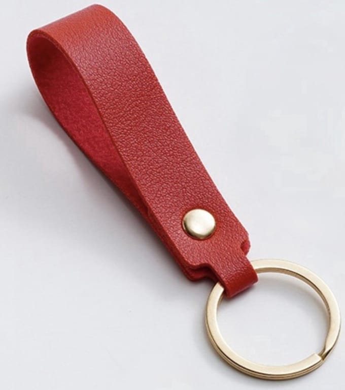 Knaak Luxe Imitatieleer Keychain - Sleutelhanger - Goudkleurig - Stijlvol & Elegant - Rood