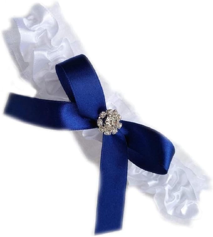 Kousenband - Bruid accessoire - Bruiloft versiering - Versierd met strass - One size - Donkerblauw