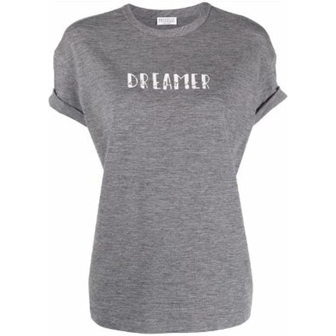 Brunello Cucinelli Grijze Elastaan T-shirt