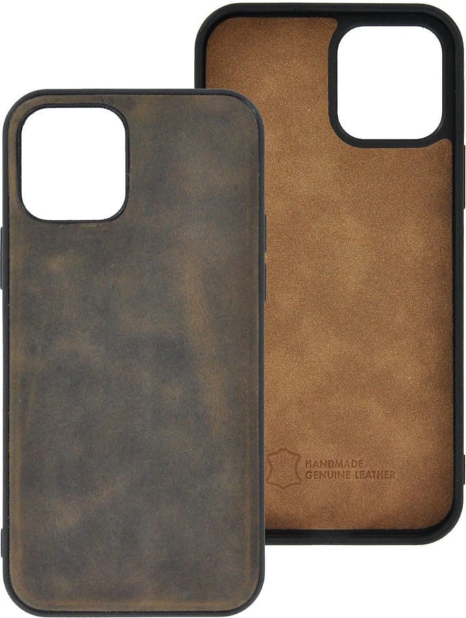 iPhone 12 Pro Max Hoesje - iPhone 12 Pro Max hoesje Echt leer Back Cover P Case Antiek Bruin