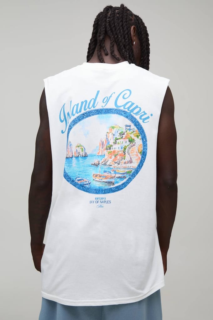 Oversized Capri Ovaal Print Tanktop | White | Size Large