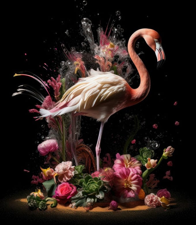Glasschilderij 80x120x0.4 Flamingo