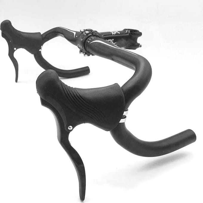 1 paar aluminium racefiets drop bar remhendels antislip fietsremmen handvat Black black