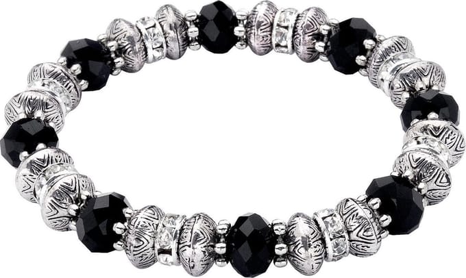 Behave - Rekarmband zwart zilverkleur kralen - statement - 16 cm