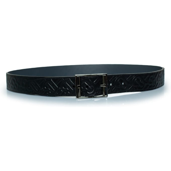 Burberry leren riem met B-reliëf in zwart
