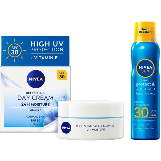 NIVEA Refreshing Day Cream SPF30 + Protect &amp; Dry Touch Sun Mist SPF30 50 ml + 200 ml