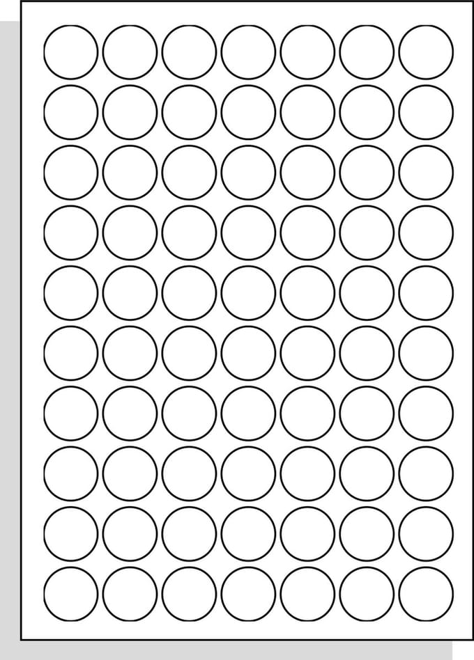A4 Laserprinter etiketten - 25 mm rond - mat wit - 100 vel per doos