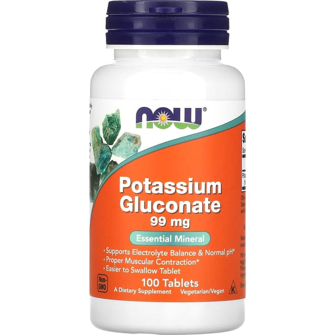 NOW Foods - Potassium (Kalium) Gluconaat 99mg (100 tabletten)