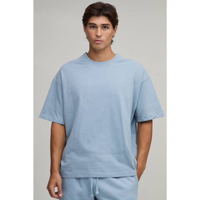 Oversized Heavyweight Zacht Aanvoelend T-shirt | Dusty Blue | Size Medium