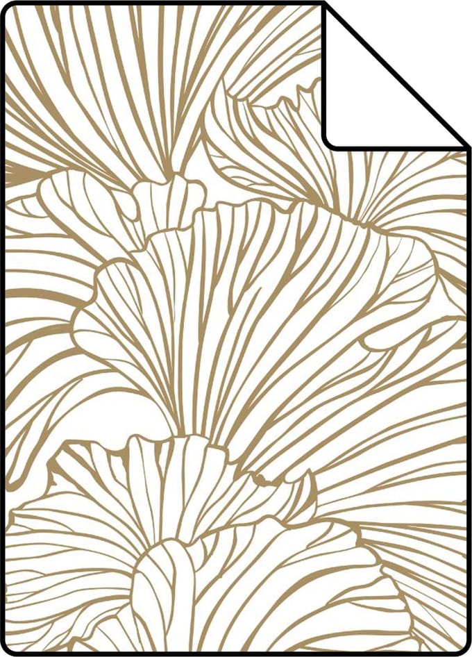 Proefstaal ESTAhome behang ginkgo bladeren wit en goud - 26.5 x 21 cm - 139614-S