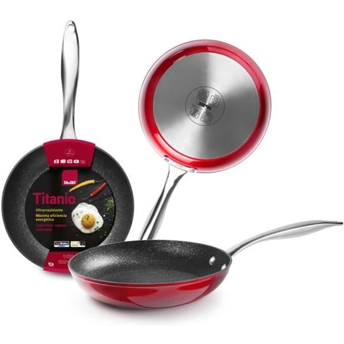 IBILI - Poêle Red Rock, 26 cm, Aluminium, Antiadhésif Quantanium, Compatible avec l'induction