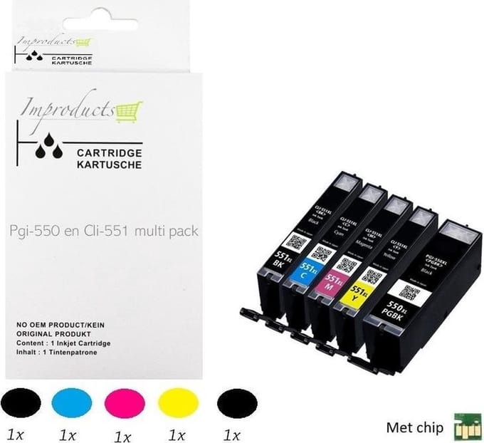 Improducts® Inkt cartridges -Alternatief Canon PGI-550 / CLI-551 XL multi pack