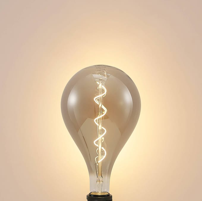 Lucande LED lamp E27 A160 4 W 1.800 K dimbaar, rookkleurig