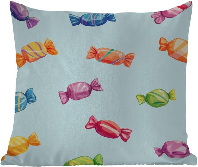 Tuinkussen - Blauw - Patroon - Snoep - 40x40 cm - Weerbestendig