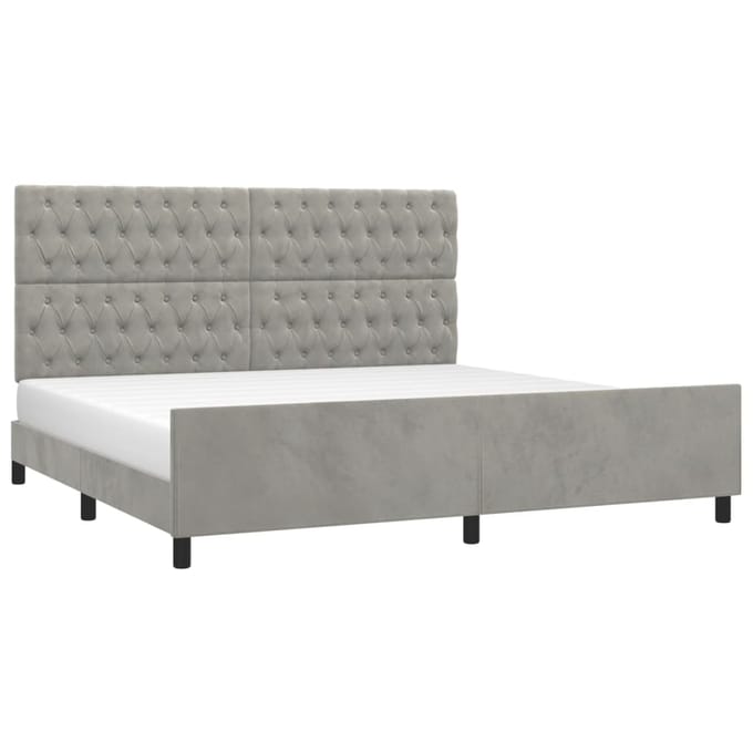 vidaXL - Bedframe - zonder - matras - 200x200 - cm - fluweel - lichtgrijs