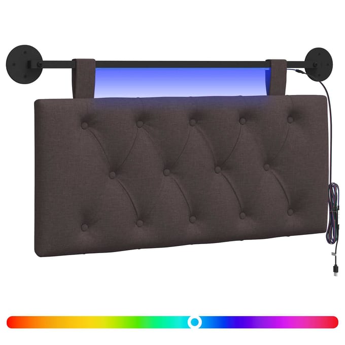 vidaXL - Hangend - hoofdbord - Met - LED-verlichting - Donkerbruin - Stof