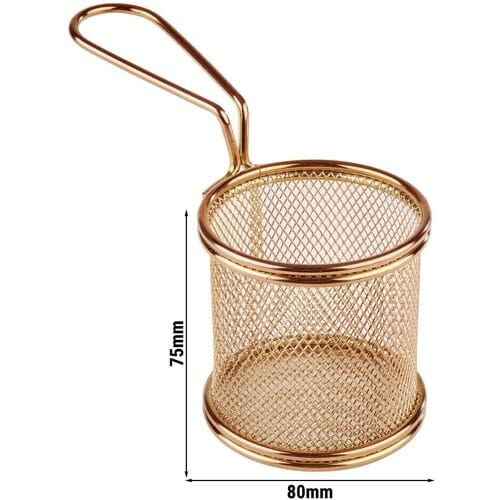 GGM Gastro (6 Stück) Servier Frittierkorb - SNACKHOLDER - Edelstahl - Ø 80mm - Kupfer