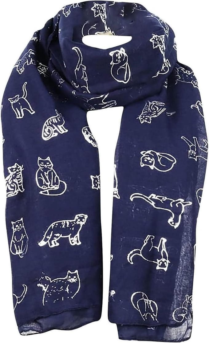 Dames Sjaal - Modeaccessoire - Stijlvol Aankleden - Kat Print - 70x180cm - Meerdere Kleuren